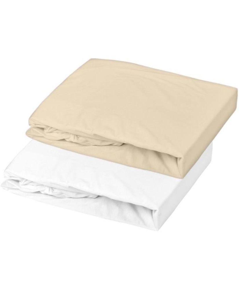 2 Lenzuola con angoli Jersey Oeko-Tex per lettino per bambini - Bianco/Ciottolo - 70 x 140 cm 2 Lenzuola con angoli Jersey Oeko-Tex per lettino per bambini - Bianco/Ciottolo - 70 x 140 cm
