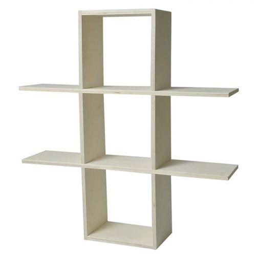 Wooden wall shelf to customize - 2 levels - 53 x 53 x 12 cm