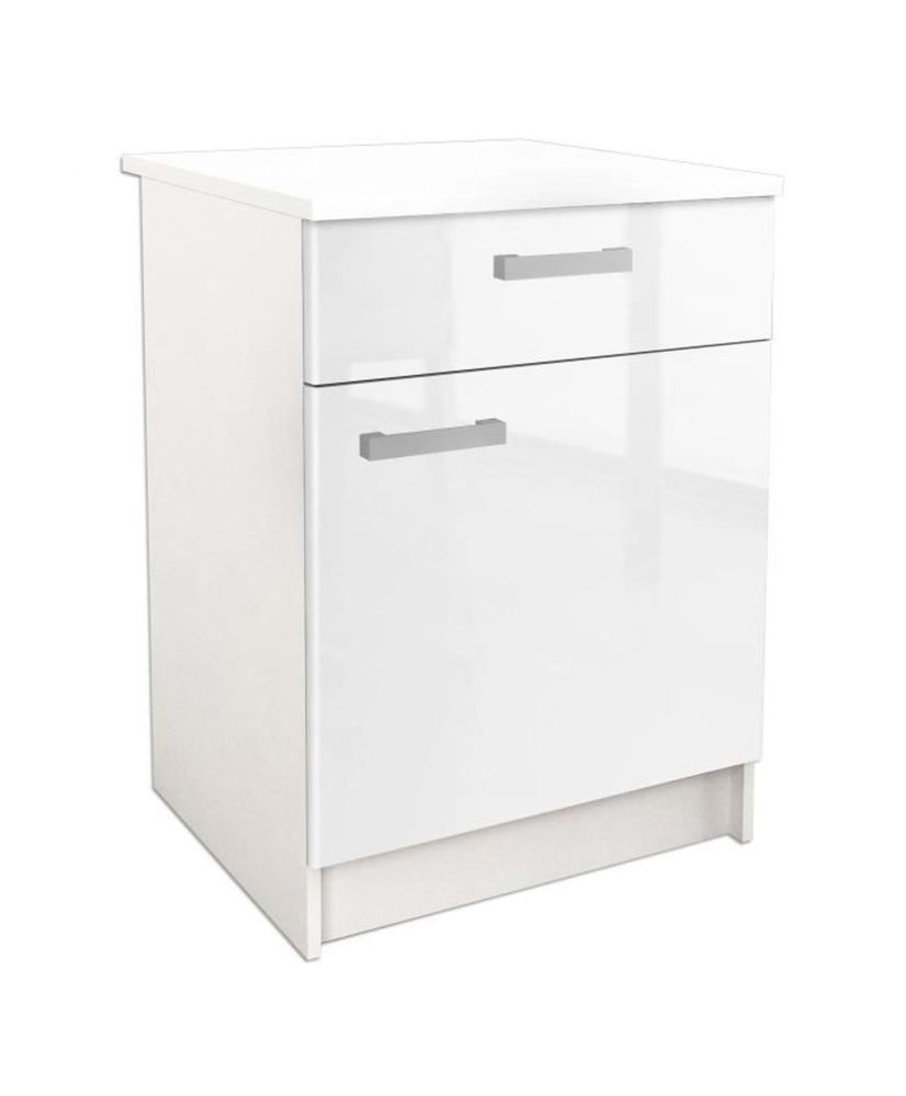 Caisson bas de cuisine 60 cm - Blanc haute brillance Caisson bas de cuisine 60 cm - Blanc haute brillance
