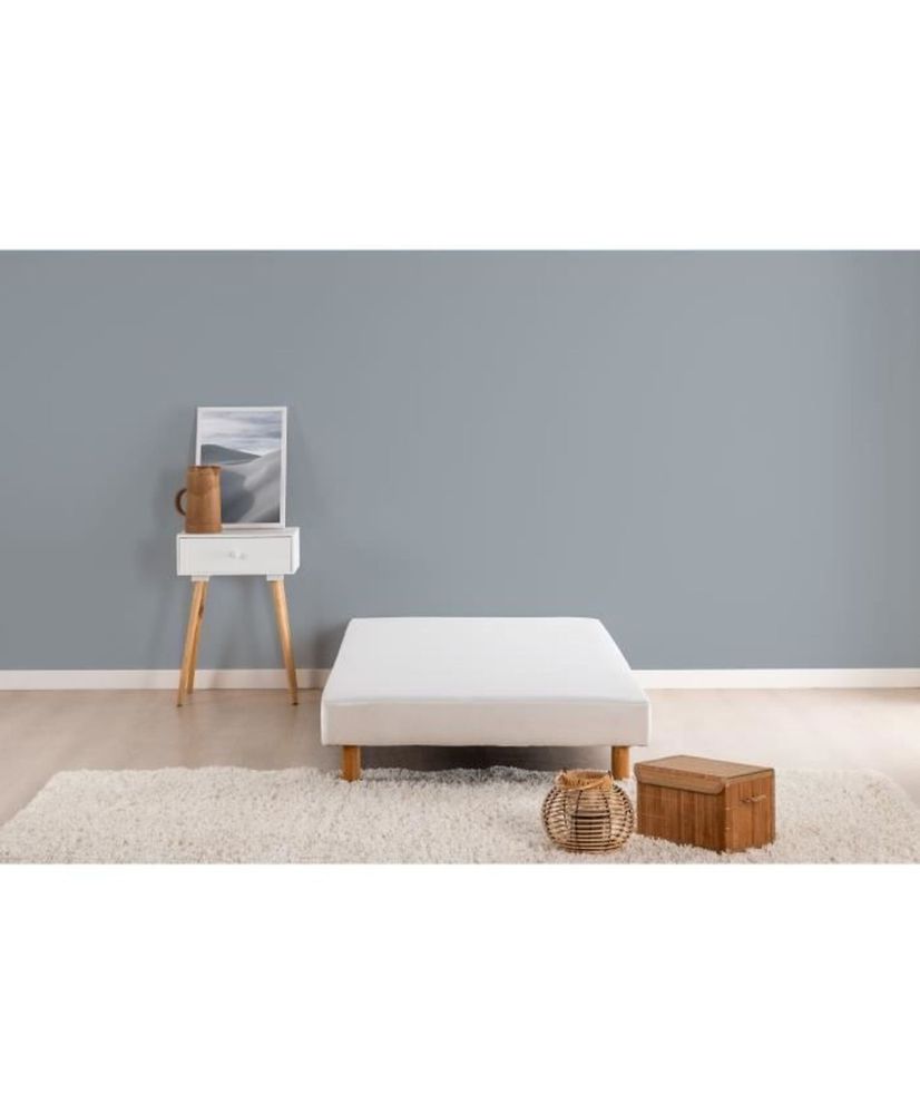 Somier tapizado 120 x 190 - 12 lamas - Blanco mate Somier tapizado 120 x 190 - 12 lamas - Blanco mate