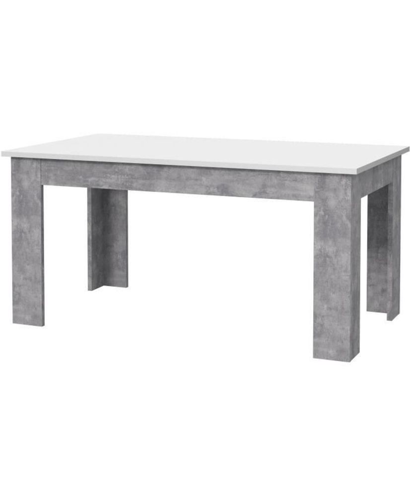 Mesa de comedor para 6 a 8 personas - Blanco y hormigón claro - 160 x 90 x 75 cm Mesa de comedor para 6 a 8 personas - Blanco y hormigón claro - 160 x 90 x 75 cm