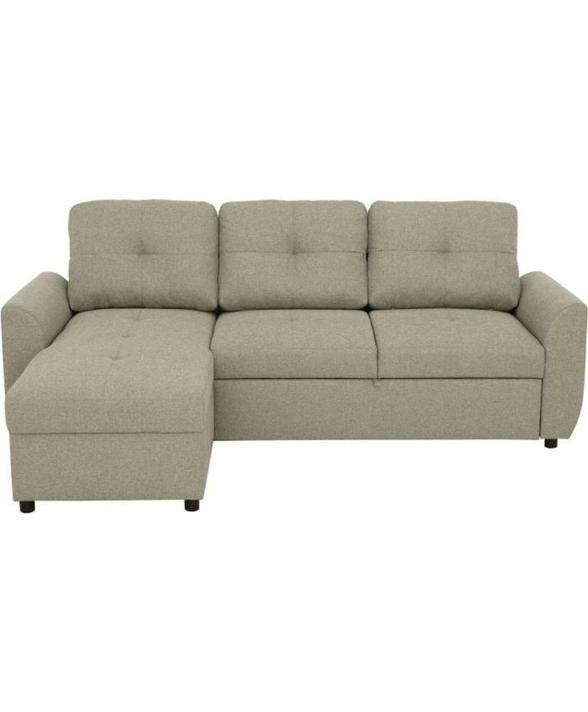 Sofá esquinero convertible reversible de 4 plazas FOLK - Tejido Malmo arena - Baúl - 222 x 144 x 89 cm Sofá esquinero convertible reversible de 4 plazas FOLK - Tejido Malmo arena - Baúl - 222 x 144 x 89 cm