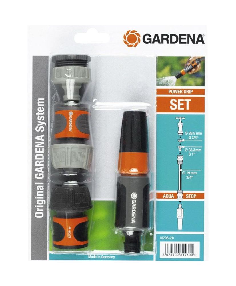 GARDENA Basisset 20/27 – Passend für Ø 19mm Schlauch – Original GARDENA Systemkompatibilität – Komplettset GARDENA Basisset 20/27 – Passend für Ø 19mm Schlauch – Original GARDENA Systemkompatibilität – Komplettset