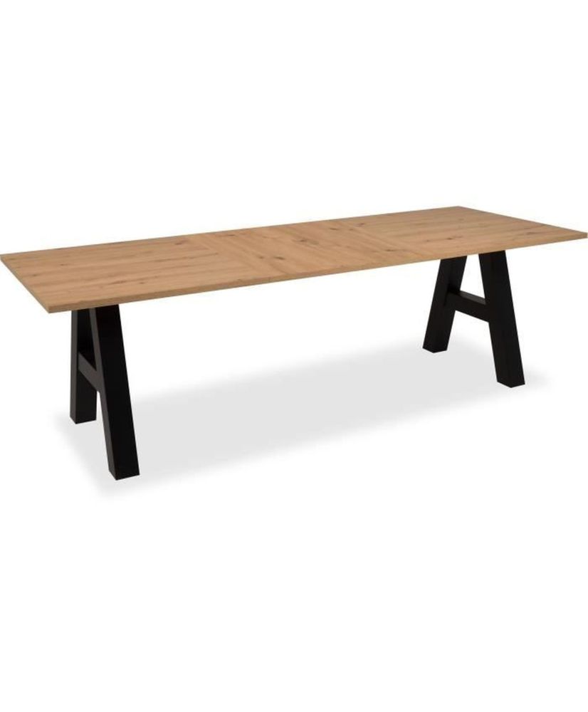 Tavolo da pranzo allungabile GRANADA - 2 allunghe 40 cm - 157/197 x 90 x 75 cm - Rovere/Nero Tavolo da pranzo allungabile GRANADA - 2 allunghe 40 cm - 157/197 x 90 x 75 cm - Rovere/Nero