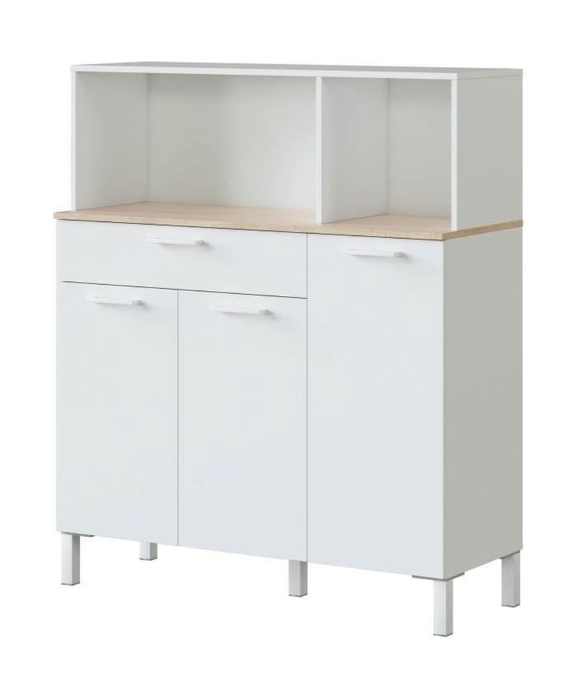 Meuble de cuisine KIRA - blanc artik et chêne alaska - 3 Portes + 1 Tiroir - 126 x 108 x 40 cm Meuble de cuisine KIRA - blanc artik et chêne alaska - 3 Portes + 1 Tiroir - 126 x 108 x 40 cm