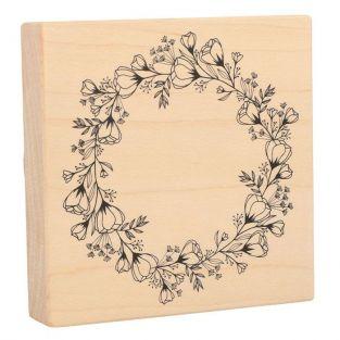 Wooden stamp Ø 10 cm - Flower wreath