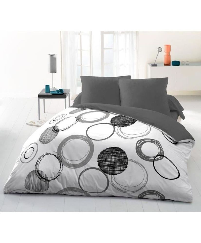 Parure de couette - 1 housse de couette 220 x 240 cm + 2 taies d'oreiller 63 x 63 cm - Gris clair Parure de couette - 1 housse de couette 220 x 240 cm + 2 taies d'oreiller 63 x 63 cm - Gris clair