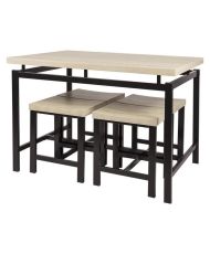 VENUS Set tavolo + 4 sgabelli - Rettangolare - Pannelli in tamburato finto legno - 110 x 70 x 75 cm