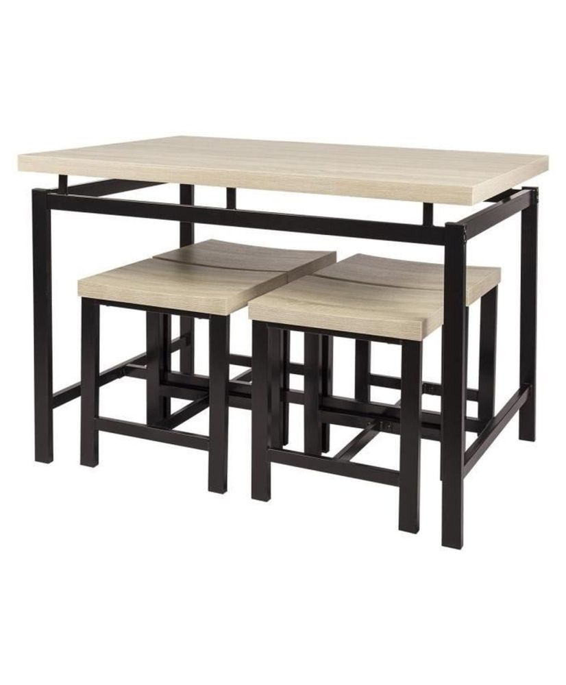 VENUS Set tavolo + 4 sgabelli - Rettangolare - Pannelli in tamburato finto legno - 110 x 70 x 75 cm VENUS Set tavolo + 4 sgabelli - Rettangolare - Pannelli in tamburato finto legno - 110 x 70 x 75 cm