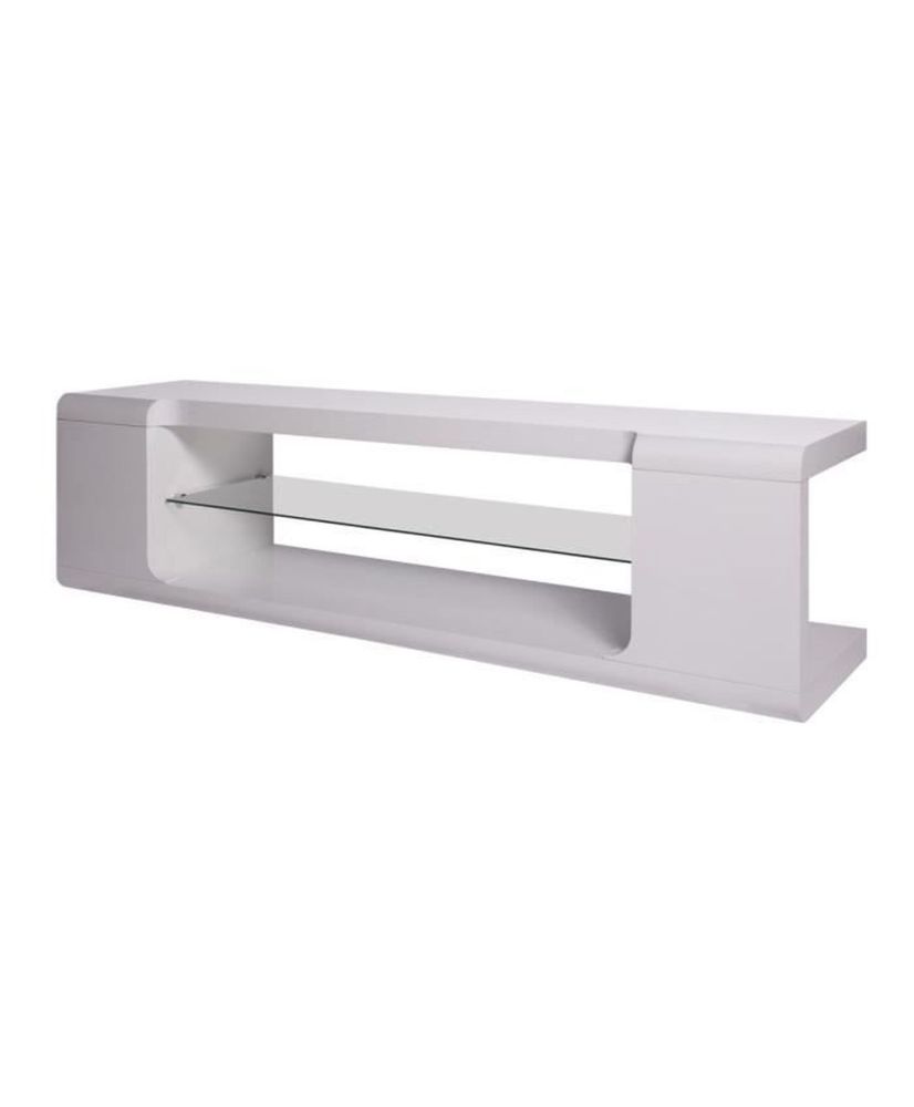 Meuble TV KENDAL -MDF- Blanc laqué - 150 x 40 x 40 cm Meuble TV KENDAL -MDF- Blanc laqué - 150 x 40 x 40 cm
