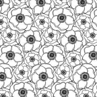 Japanese tracing paper B & W 90 g/ m² - 30 x 30 cm - Poppies