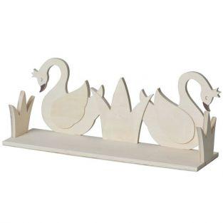 Wooden shelf 2 swans to customize 40 x 16 cm
