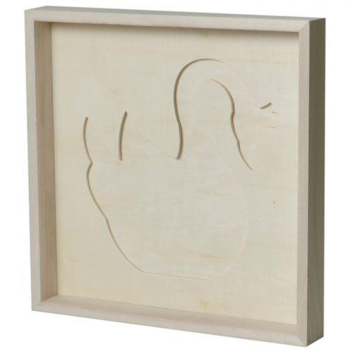 Wooden decorative frame 30 x 30 cm - Swan