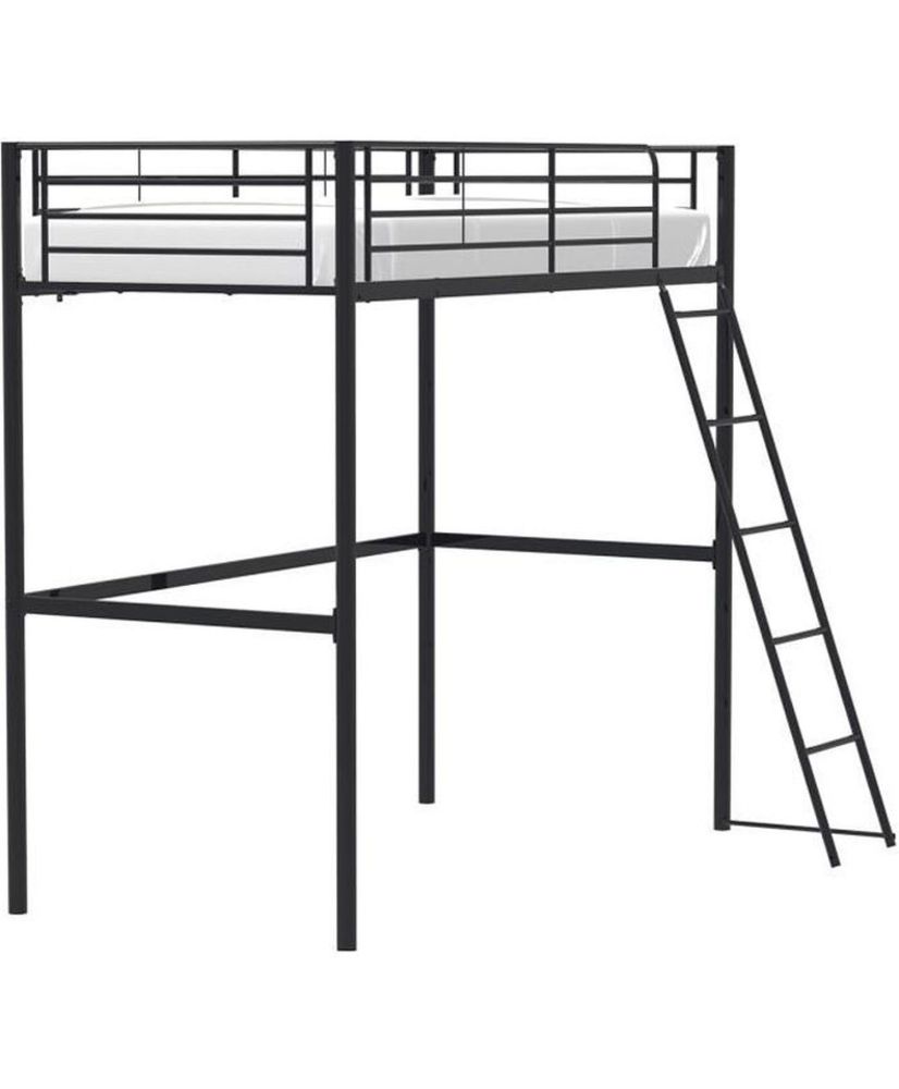 ELIOT Hochbett für Kinder aus schwarzem Metall, 90 x 190 cm, inklusive Boxspringbett ELIOT Hochbett für Kinder aus schwarzem Metall, 90 x 190 cm, inklusive Boxspringbett