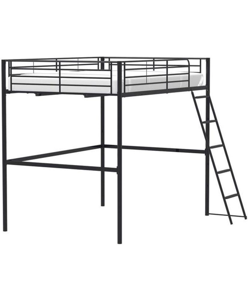 Cama alta de metal ELIOT - Negro - Base incluida - 140 x 200 cm Cama alta de metal ELIOT - Negro - Base incluida - 140 x 200 cm