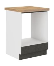 Low cabinet for built-in oven with worktop - Matt gray - 60 x 51.6 x 85 cm - LASSEN