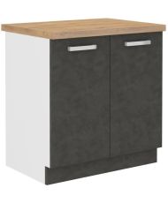 Meuble bas 2 portes battantes avec plan de travail - Gris mat - 80 x 51,6 x 82 cm - LASSEN
