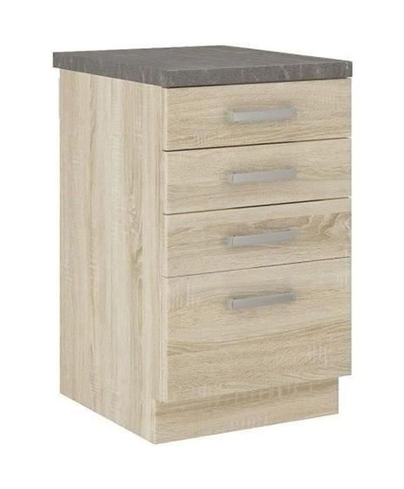 4-drawer base unit with worktop - Sonoma oak - 40 x 51.6 x 85 cm - LASSEN 4-drawer base unit with worktop - Sonoma oak - 40 x 51.6 x 85 cm - LASSEN