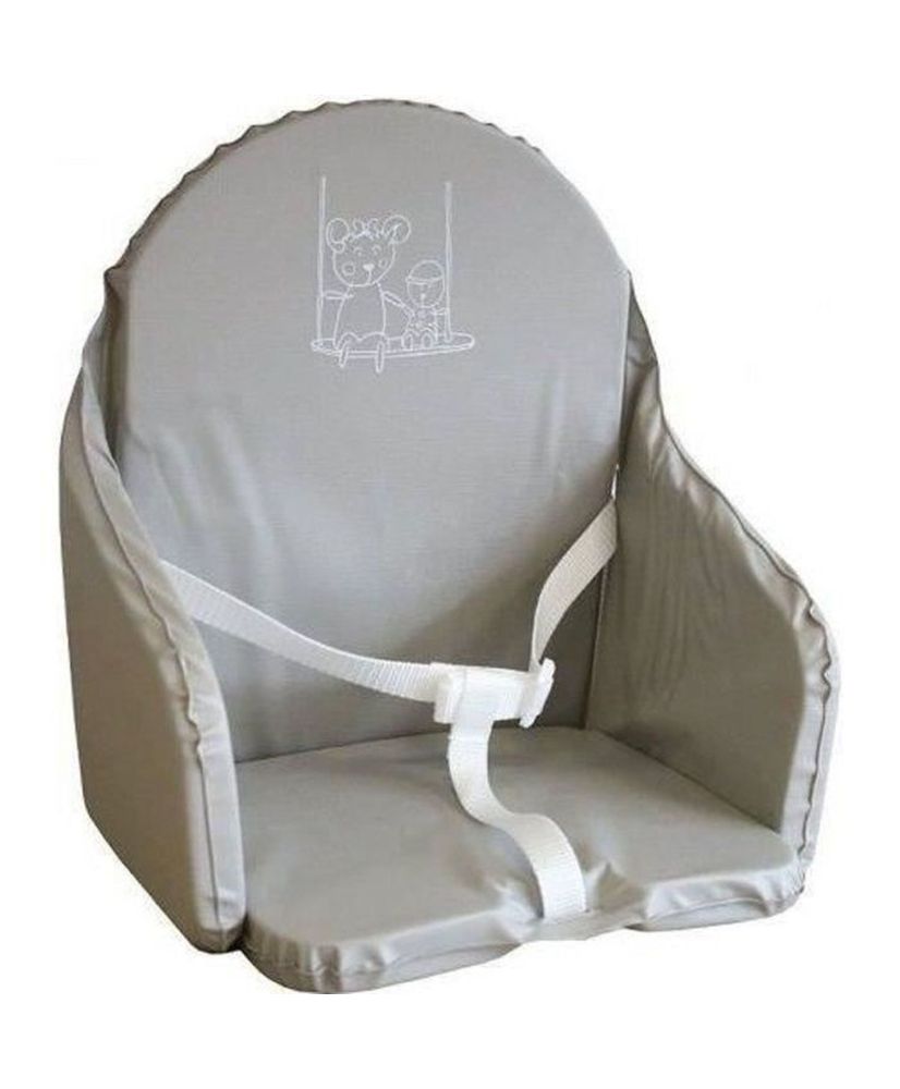 LOOPING Cuscino per seggiolone per bambini in PVC impermeabile, cinghie, grigio LOOPING Cuscino per seggiolone per bambini in PVC impermeabile, cinghie, grigio
