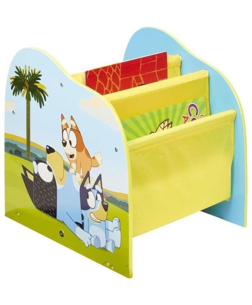 Bücherregal mit Taschen für Kinder – Bücheraufbewahrung für das Kinderzimmer BLUEY Bücherregal mit Taschen für Kinder – Bücheraufbewahrung für das Kinderzimmer BLUEY