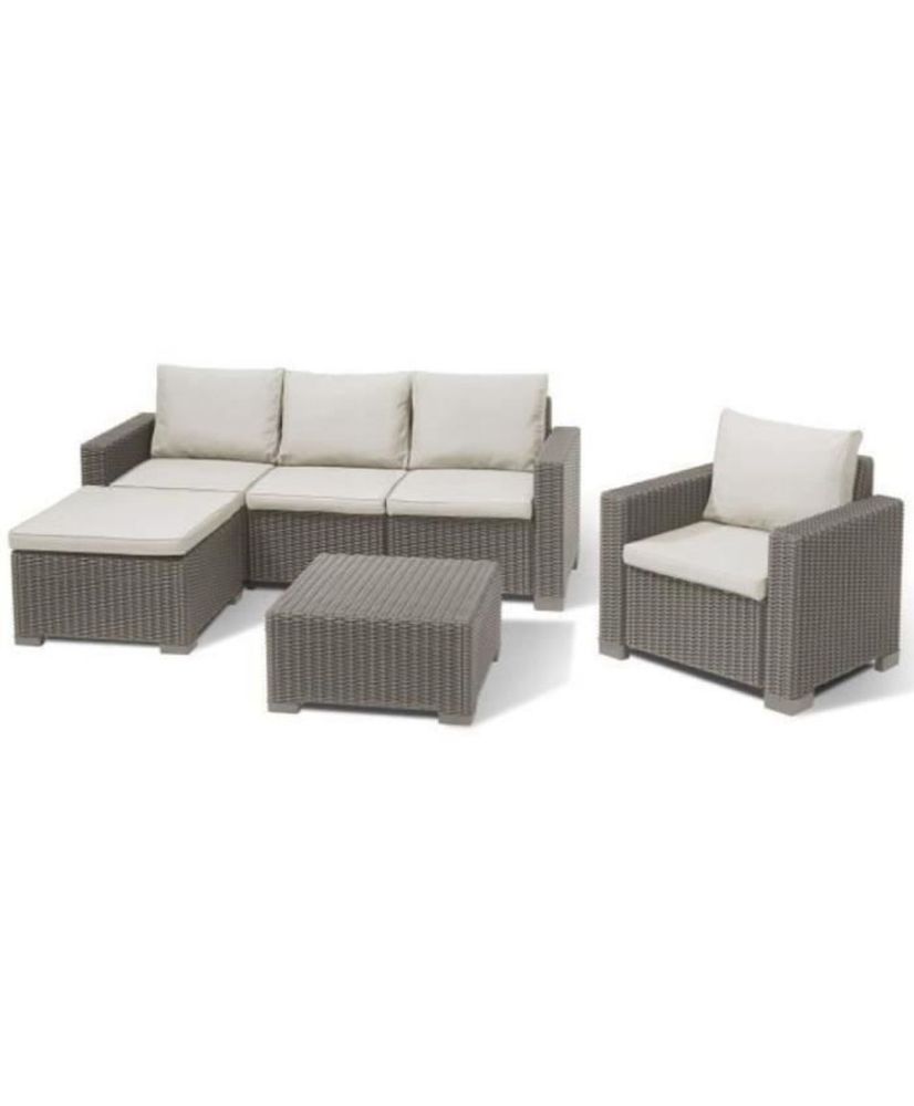 Muebles de jardín - en resina imitación ratán tejido - Allibert by KETER - 5 personas - MOOREA - Cappuccino Muebles de jardín - en resina imitación ratán tejido - Allibert by KETER - 5 personas - MOOREA - Cappuccino