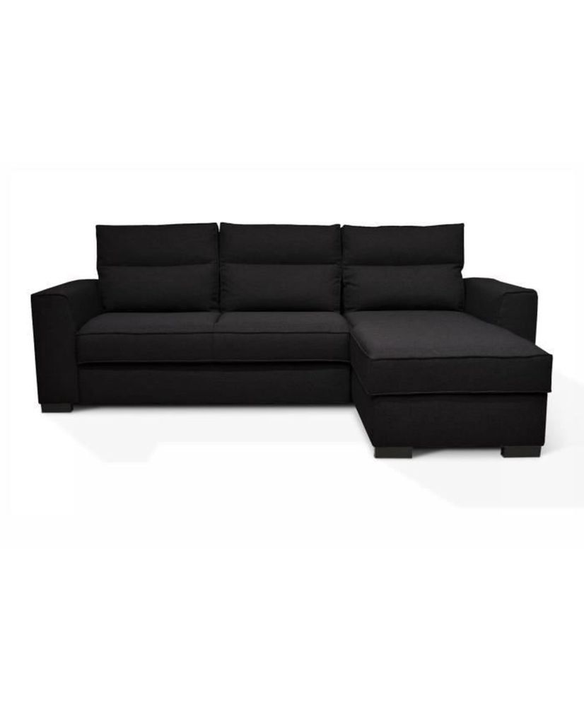 Canapé angle convertible réversible 4 places MONTREAL - Tissu noir - 247 x 158 x 92 cm - HEXAGONE Canapé angle convertible réversible 4 places MONTREAL - Tissu noir - 247 x 158 x 92 cm - HEXAGONE