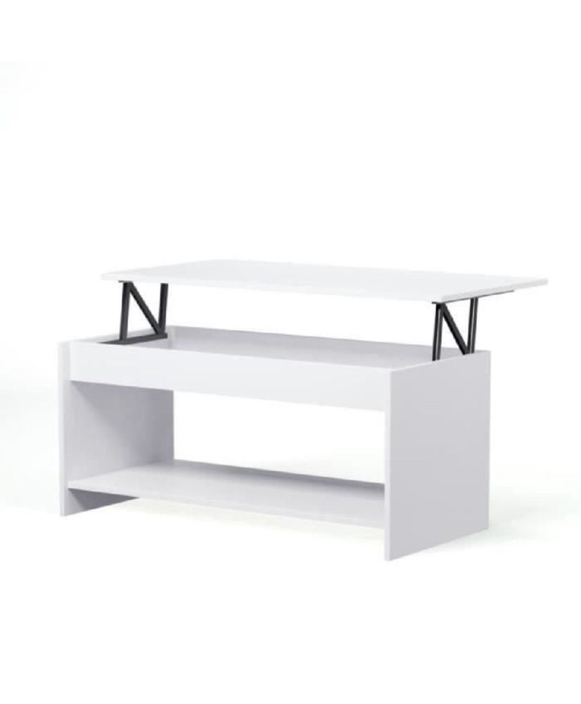 Tavolino sollevabile bianco opaco - 100 x 50 x 44 cm - HAPPY Tavolino sollevabile bianco opaco - 100 x 50 x 44 cm - HAPPY
