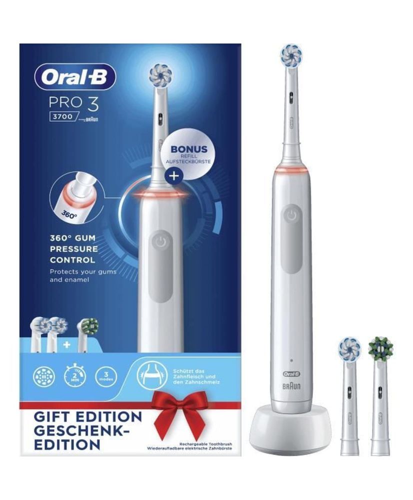Elektrische Zahnbürste ORAL-B – 3 Bürstenköpfe inklusive – weiß – kabellos Elektrische Zahnbürste ORAL-B – 3 Bürstenköpfe inklusive – weiß – kabellos