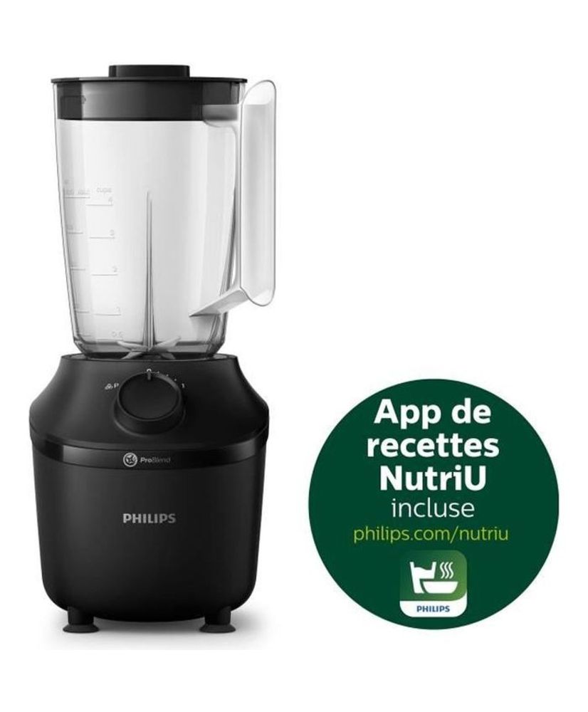 Batidora, 450W, 4 ProBlend 4 cuchillas, bol de plástico de 1,9L, Botella, 1 velocidad + pulsación, Negra Batidora, 450W, 4 ProBlend 4 cuchillas, bol de plástico de 1,9L, Botella, 1 velocidad + pulsación, Negra