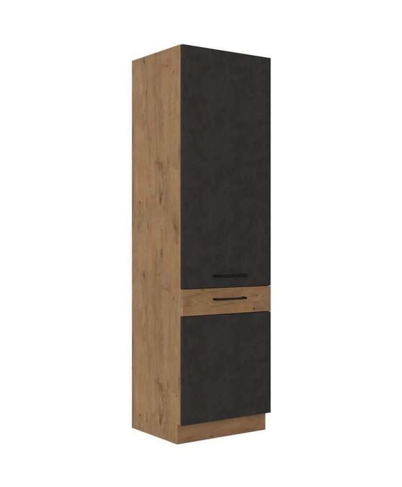 Colonne cuisine - Mélaminé chêne lancelot et gris matera - 2 portes + 5 étageres - 60 x 210 cm Colonne cuisine - Mélaminé chêne lancelot et gris matera - 2 portes + 5 étageres - 60 x 210 cm