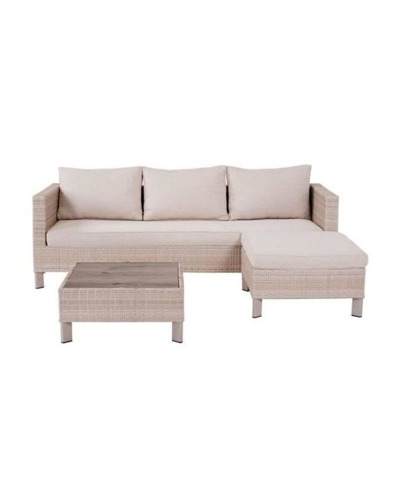Muebles de jardín de resina tejida con cojines - 4 personas - CUBA - Beige Muebles de jardín de resina tejida con cojines - 4 personas - CUBA - Beige