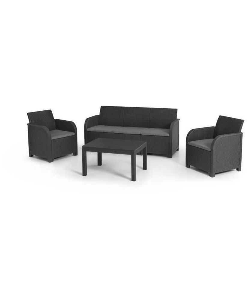 Muebles de jardín - en resina imitación ratán tejido - Allibert de KETER - 5 personas - SanRemo - Gris grafito Muebles de jardín - en resina imitación ratán tejido - Allibert de KETER - 5 personas - SanRemo - Gris grafito