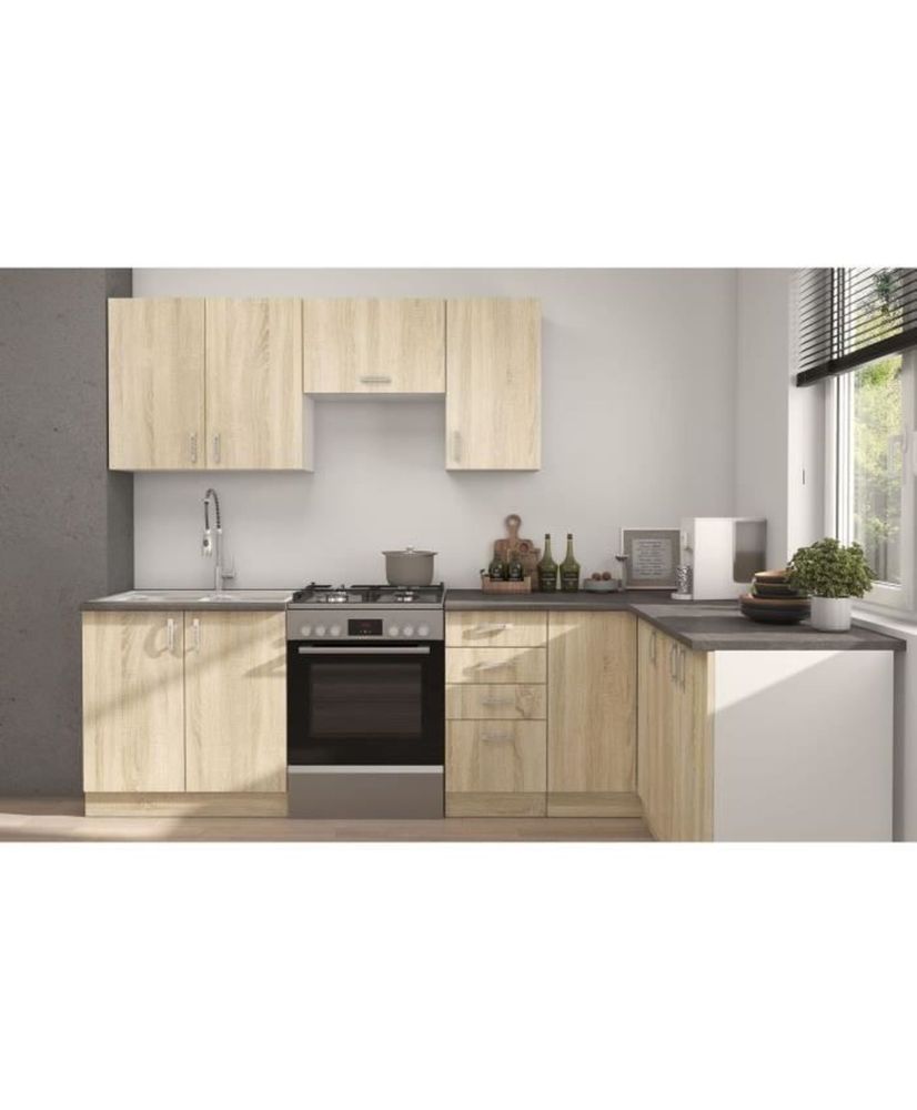 SARA Cucina angolare completa reversibile (sinistra/destra) - rovere sonoma - 270 cm - Piano di lavoro non incluso SARA Cucina angolare completa reversibile (sinistra/destra) - rovere sonoma - 270 cm - Piano di lavoro non incluso