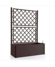 Natural Deluxe rectangular flower box with trellis - 100 x 43 x 142 cm - 90 + 6.5 L in reserve - Mocha