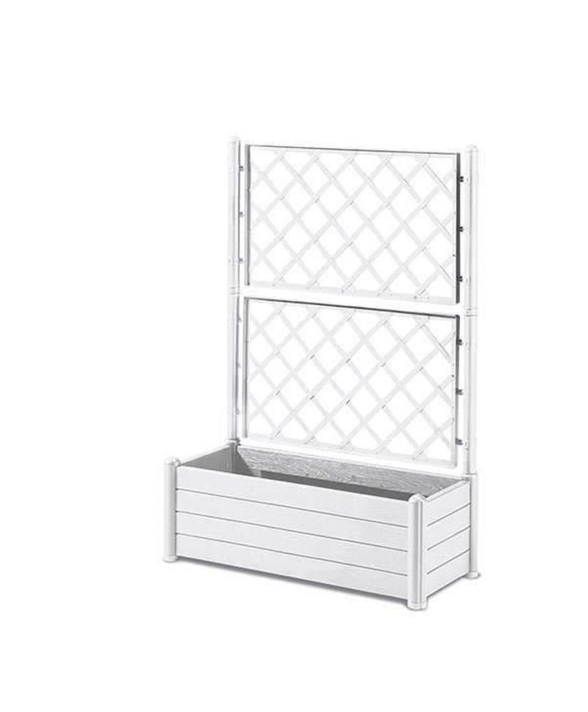 Rectangular flower box with trellis - Wooden finish - 100 x 43 x 142 cm - 80 L - White Rectangular flower box with trellis - Wooden finish - 100 x 43 x 142 cm - 80 L - White