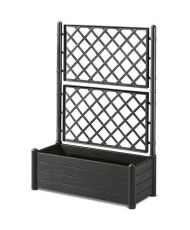 Rectangular planter with trellis - Wooden finish - 100 x 43 x 142 cm - 80 L - graphite