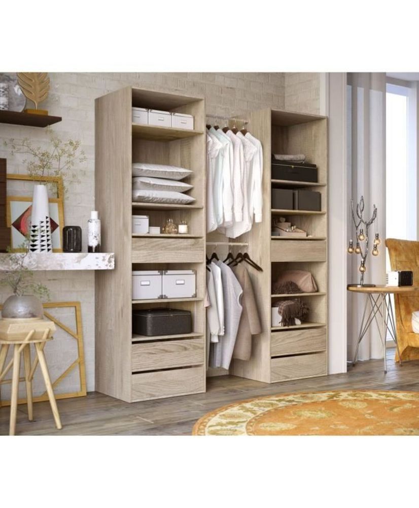 Kit tocador 2 columnas + 2 armarios + 6 cajones - roble claro - 177 x 48 200,2 cm - COMBI Kit tocador 2 columnas + 2 armarios + 6 cajones - roble claro - 177 x 48 200,2 cm - COMBI