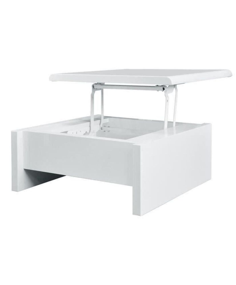 Table basse relevable - Blanc laqué - 75 x 75 x 35 - KARL Table basse relevable - Blanc laqué - 75 x 75 x 35 - KARL
