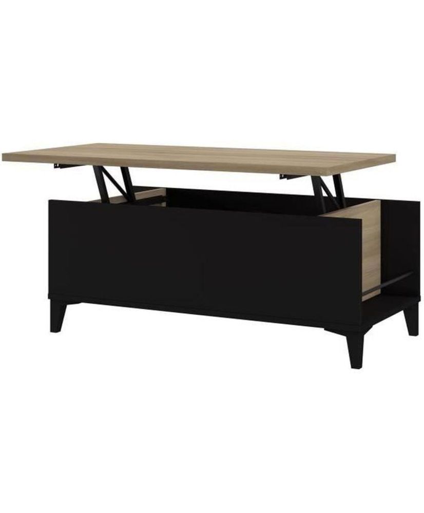 Tavolino con Piano Alzabile - Nero/Rovere - 100 x 50/72 x 42/55 cm - EVAN Tavolino con Piano Alzabile - Nero/Rovere - 100 x 50/72 x 42/55 cm - EVAN