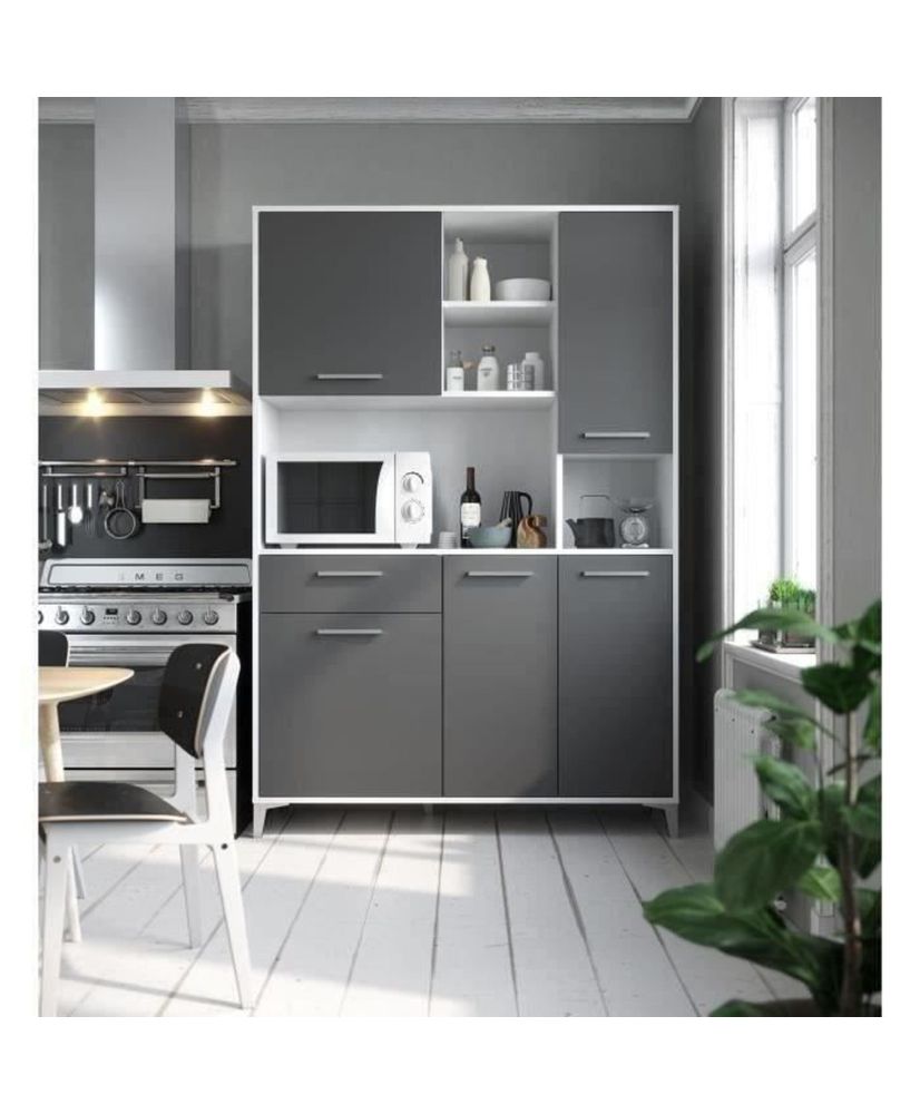 Credenza da cucina - Grigio opaco - 5 ante - ECO - 120 x 40 x 178 cm Credenza da cucina - Grigio opaco - 5 ante - ECO - 120 x 40 x 178 cm