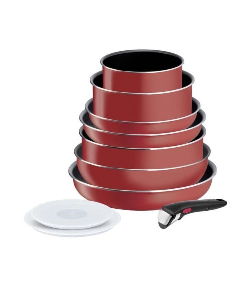 Set di pentole TEFAL da 10 pezzi, Rivestimento antiaderente, Padella, Casseruola Set di pentole TEFAL da 10 pezzi, Rivestimento antiaderente, Padella, Casseruola
