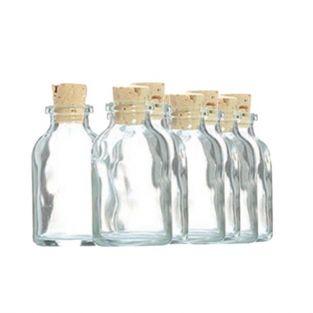 10 mini botellas de vidrio 6 cm con corcho