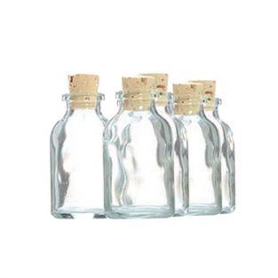 5 mini botellas de vidrio 6 cm con corcho