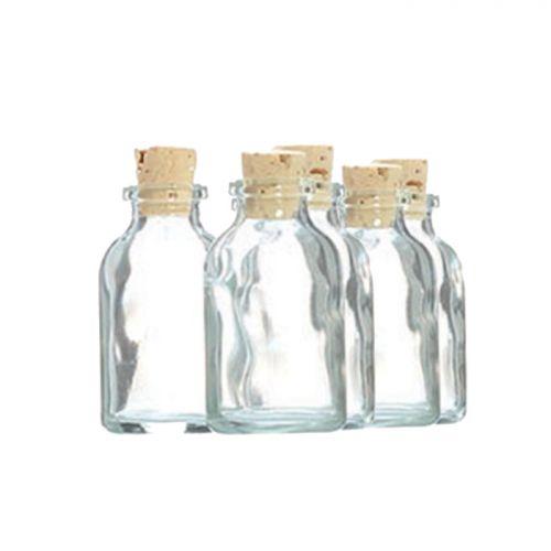 5 mini bottiglie di vetro 6 cm con tappo in sughero