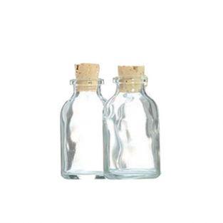 2 mini botellas de vidrio 6 cm con corcho