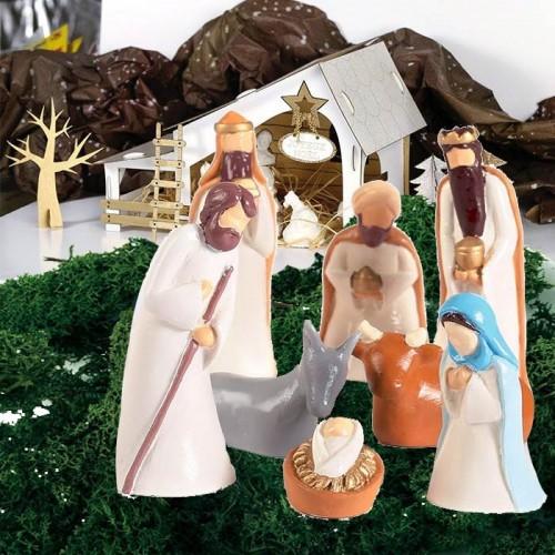 Coffret de fabrication Santons en plâtre, Crèche en carton & décor de Noël