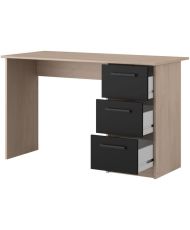 Gerader Schreibtisch mit 3 Schubladen – Brooklyn-Eiche – 121,4 x 55 x 74,5 cm