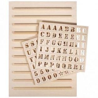 Tablero de letras de madera 30 x 42 cm + 96 letras
