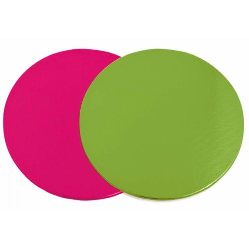 12 soportes de pastel redondos rosa-verde Ø 24 cm