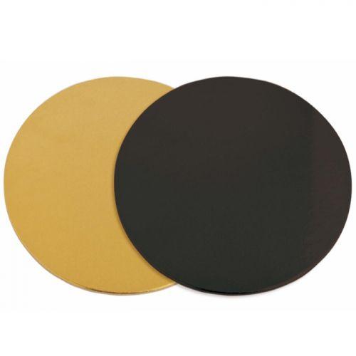 12 soportes de pastel redondos dorado-negro Ø 24 cm